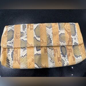 Elie Tahari Textured Oversized Snake Print Clutch
